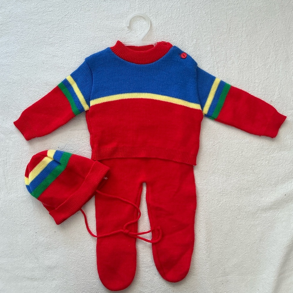 6m Vintage Colorful Baby Sweater and Pants Set